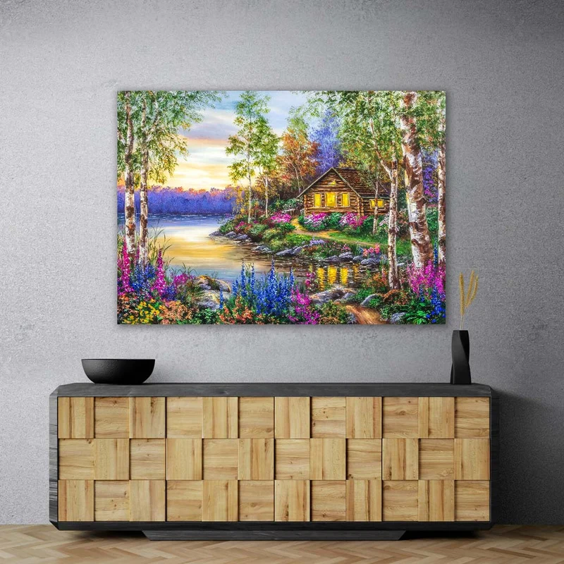 5D Diamond Painting – Hütte am See der Stille