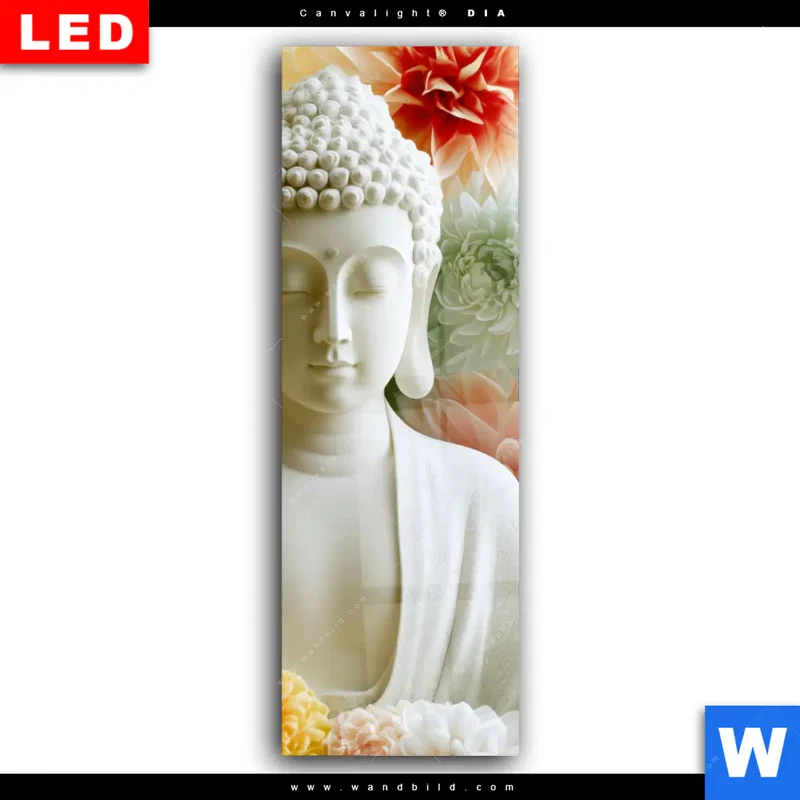 Wechselmotiv Acrylglas Canvalight® DIA | Buddha im Blütenglück | Schmal