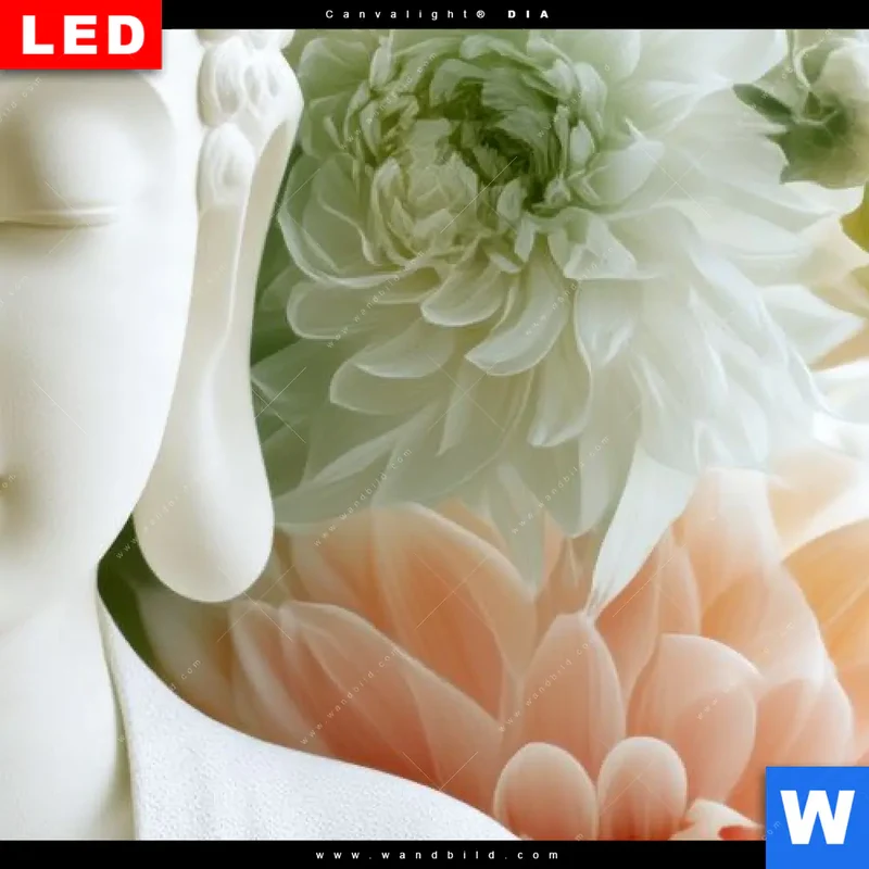 Leuchtbild Acrylglas Canvalight® DIA | Buddha im Blütenglück | Schmal
