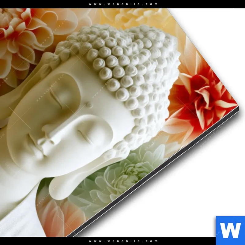 Alu-Dibond Bild | Buddha im Blütenglück | Hochformat