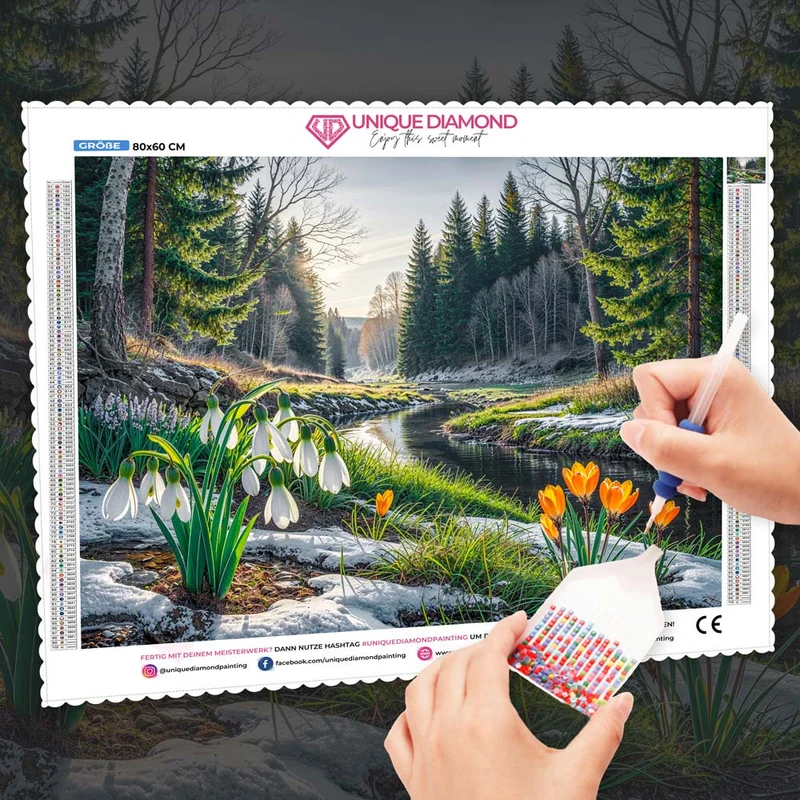 5D Diamond Painting – Frühlingskuss im Tal