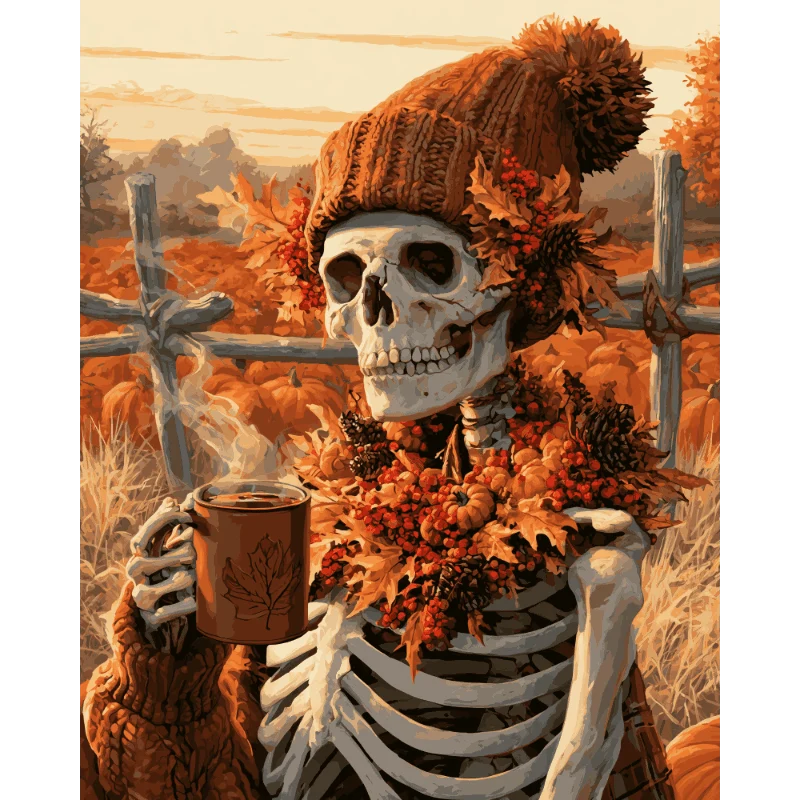 Skelett Herbstkaffee