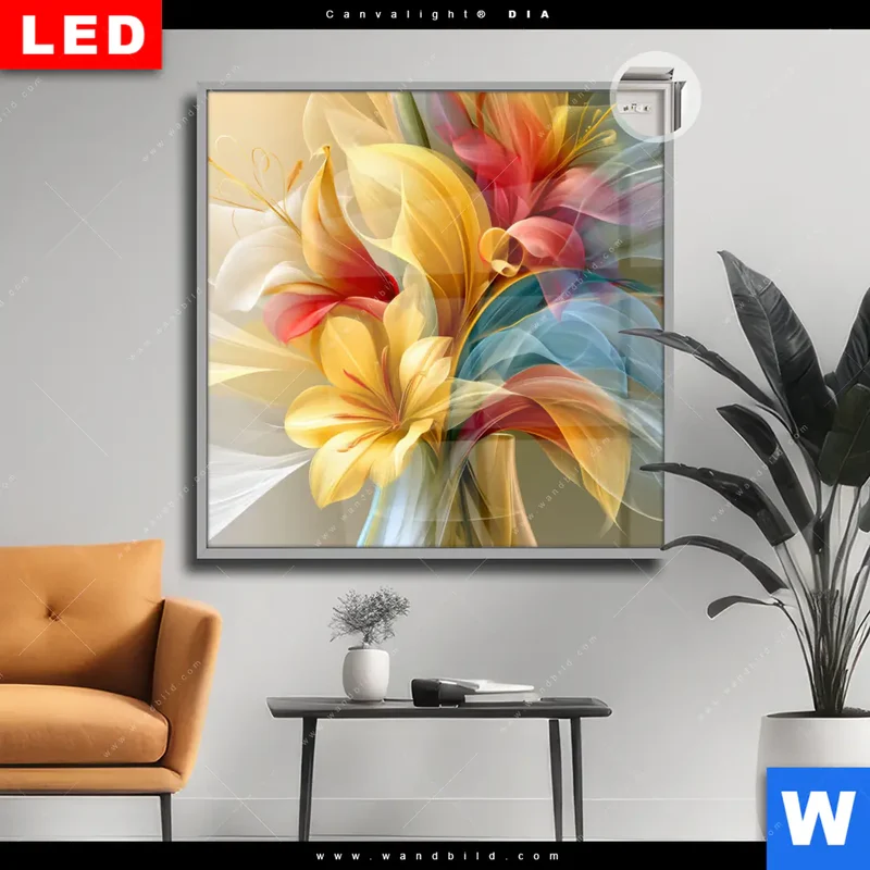 Leuchtbild Acrylglas Canvalight® DIA | Leuchtende Lilienträume | Quadrat