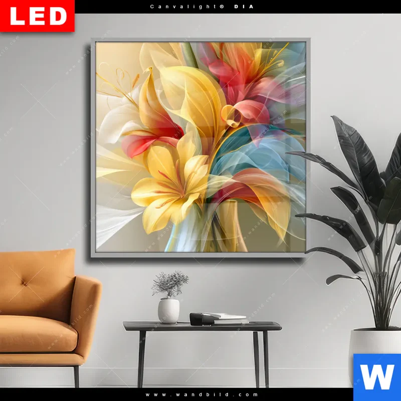 Wechselmotiv Acrylglas Canvalight® DIA | Leuchtende Lilienträume | Quadrat