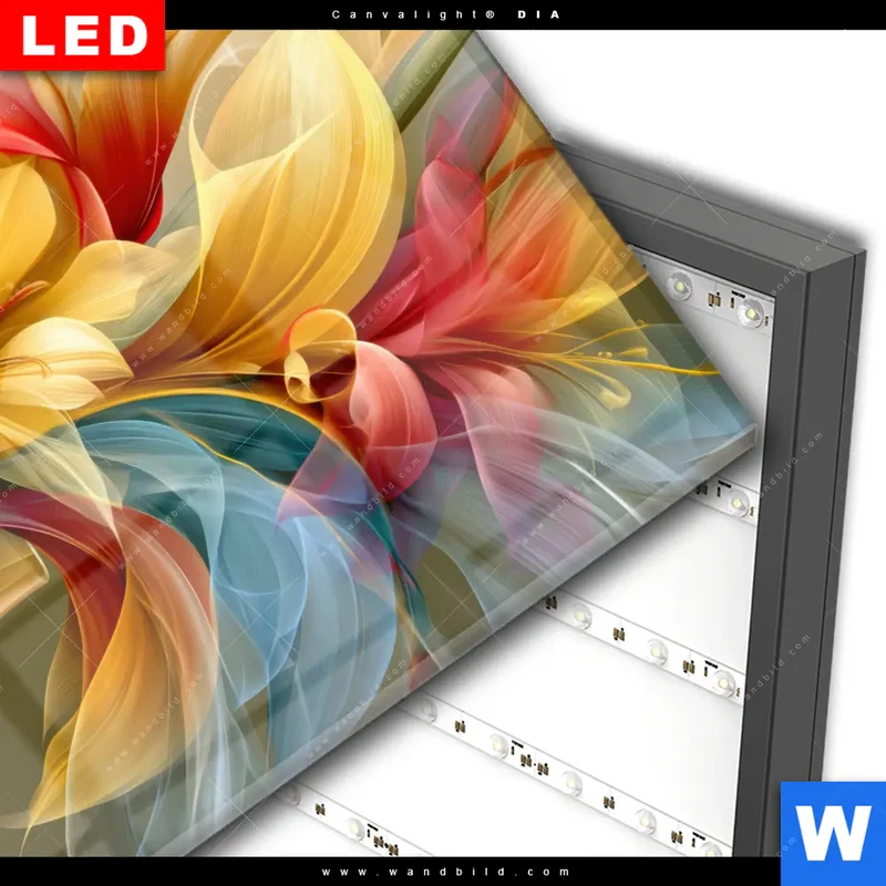 Wechselmotiv Acrylglas Canvalight® DIA | Leuchtende Lilienträume | Quadrat