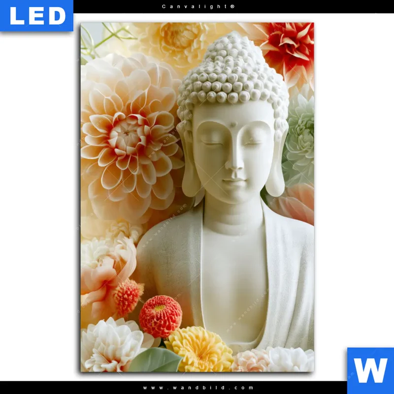 Canvalight® Leuchtbild | Buddha im Blütenglück | Hochformat