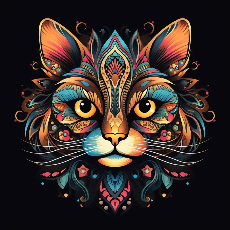 Long Whisker Cat Mandala Diamond Art Kit