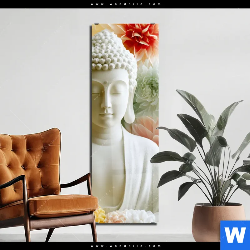 Acrylglasbild | Buddha im Blütenglück | Schmal
