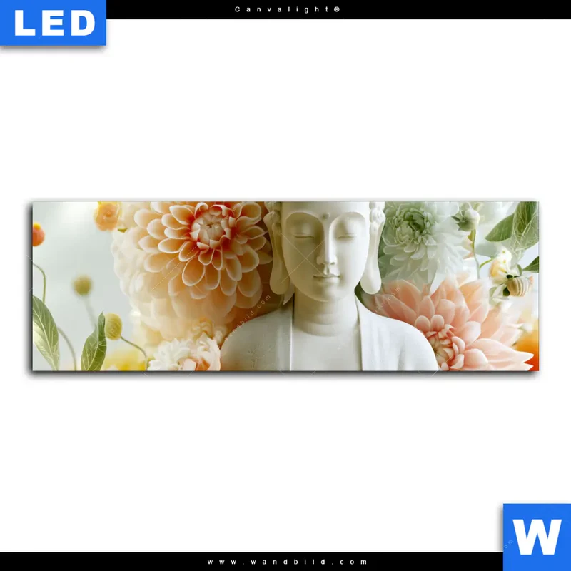 Canvalight® Leuchtbild | Buddha im Blütenglück | Panorama