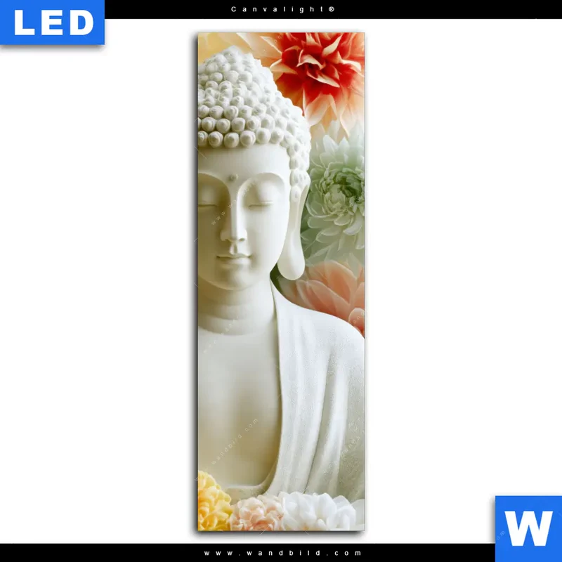 Canvalight® Leuchtbild | Buddha im Blütenglück | Schmal