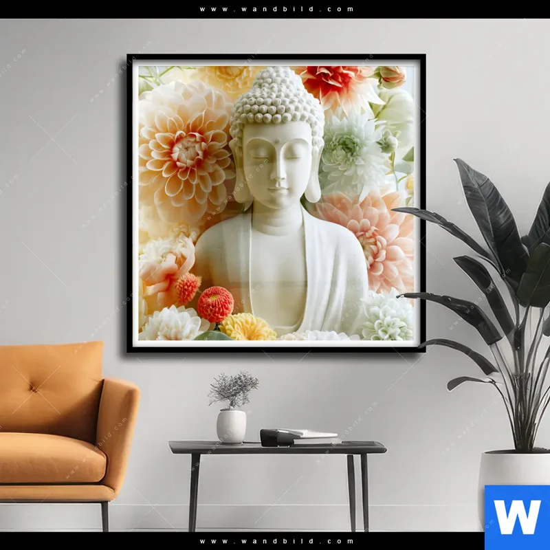 Poster | Buddha im Blütenglück | Quadrat