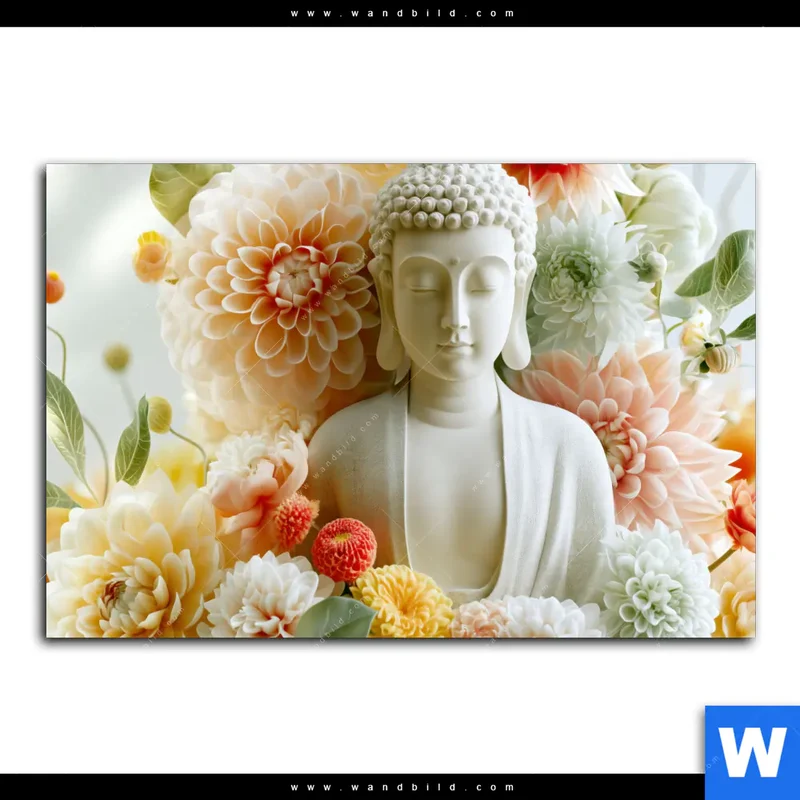 Leinwandbild | Buddha im Blütenglück | Querformat