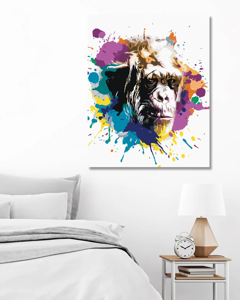 Diamond painting - AFFENKOPF AUF BUNTEM HINTERGRUND