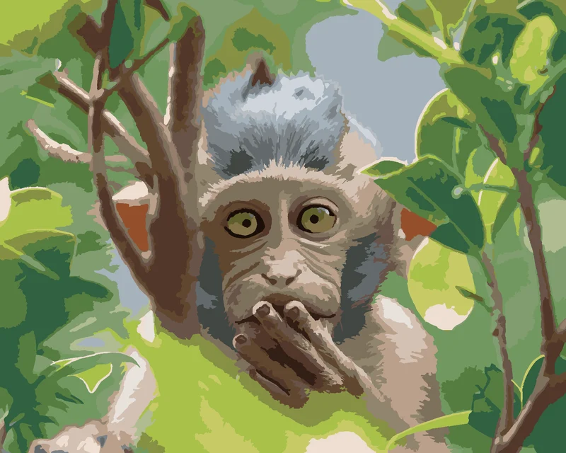Diamond painting - AFFE IM NATÜRLICHEN WALD
