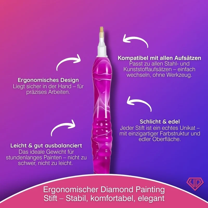 Diamond Painting Ergonomischer Premium-Stift – Fuchsia Twist