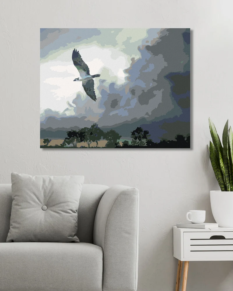 Diamond painting - ADLER IM FLUG UND GEWITTERWOLKEN (D. RUSTY RUST)