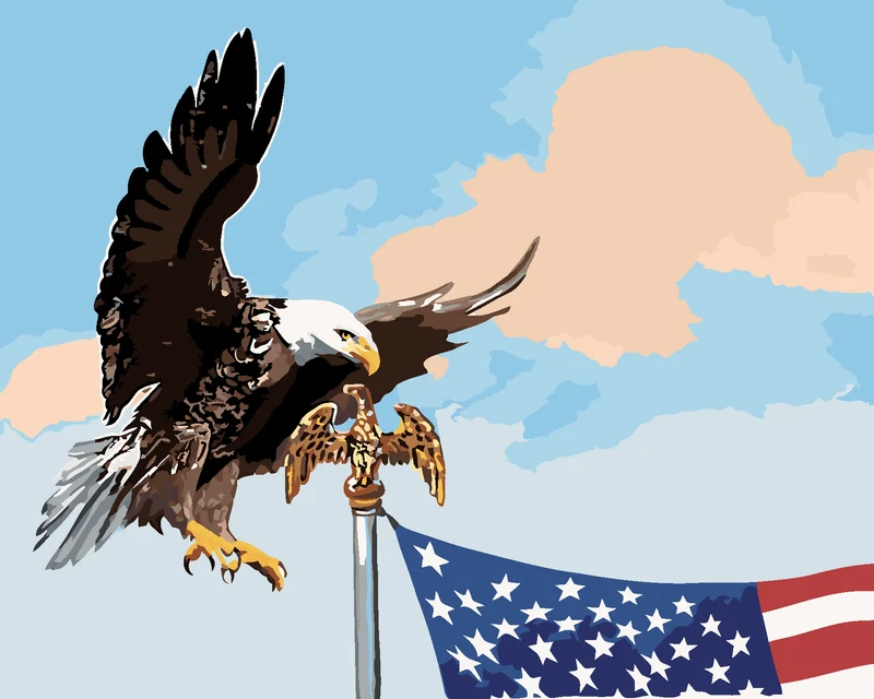Diamond painting - ADLER AM FAHNENMAST DER US-FLAGGE (D. RUSTY RUST)