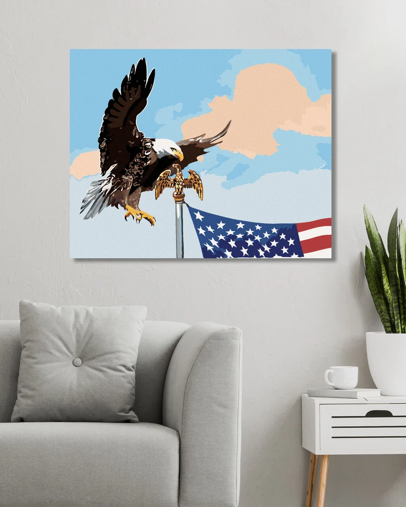 Diamond painting - ADLER AM FAHNENMAST DER US-FLAGGE (D. RUSTY RUST)