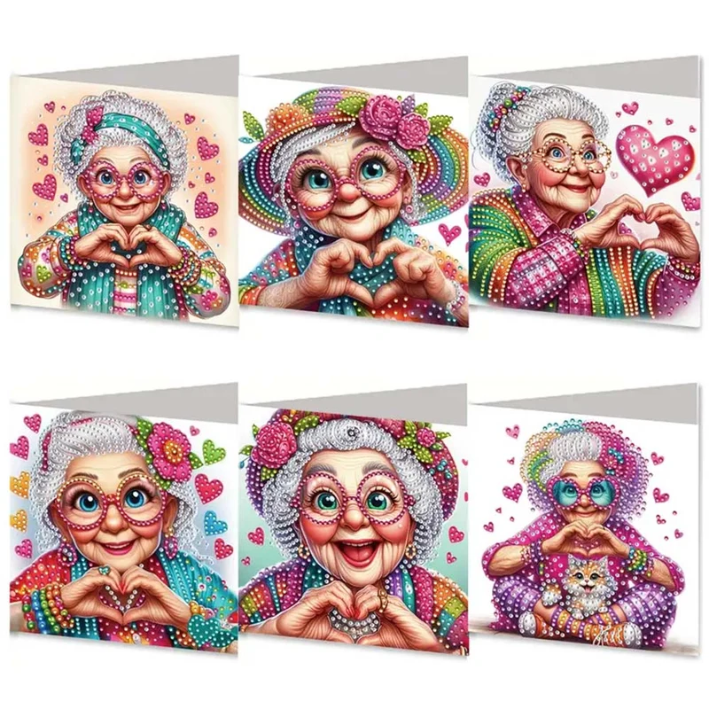 5D Diamond Painting Grußkarten – Herzliche Omas voller Liebe