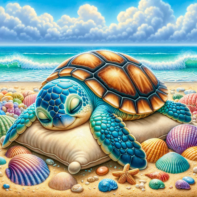5D Diamond Painting – Träumende Schildkröte Mila
