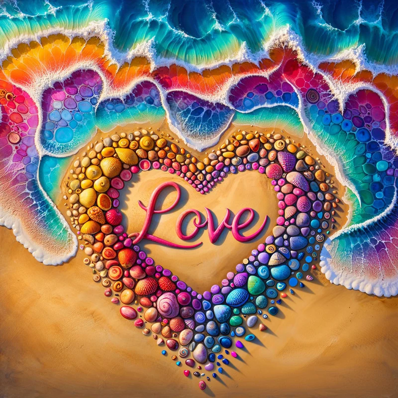 5D Diamond Painting – Herz aus Muscheln