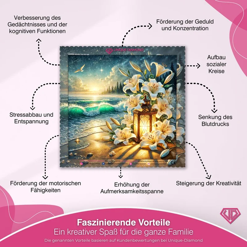 5D Diamond Painting – Lilienlicht am Abendmeer