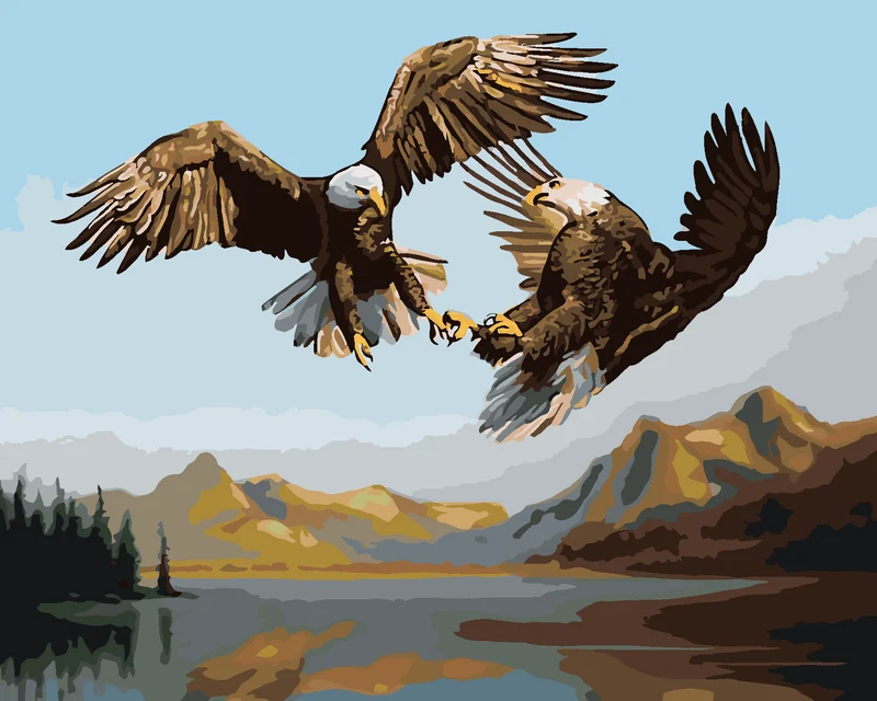 Diamond painting - ADLER IM KAMPF - NAHAUFNAHME (D. RUSTY RUST)