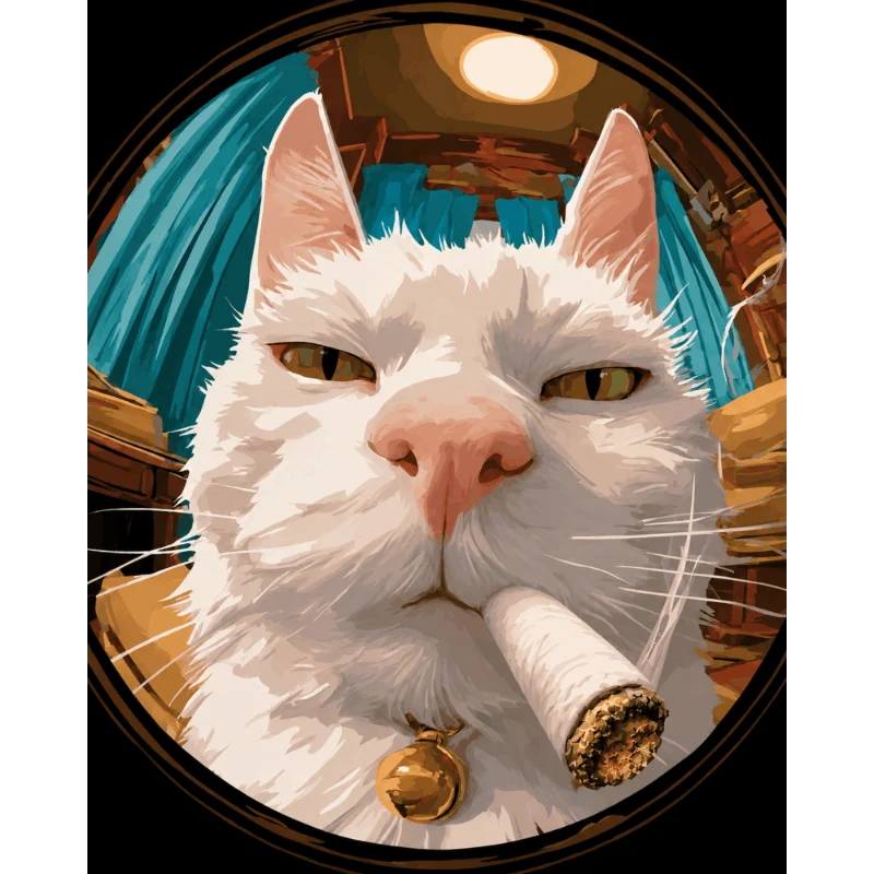 Zauberkatze mit Pfeife