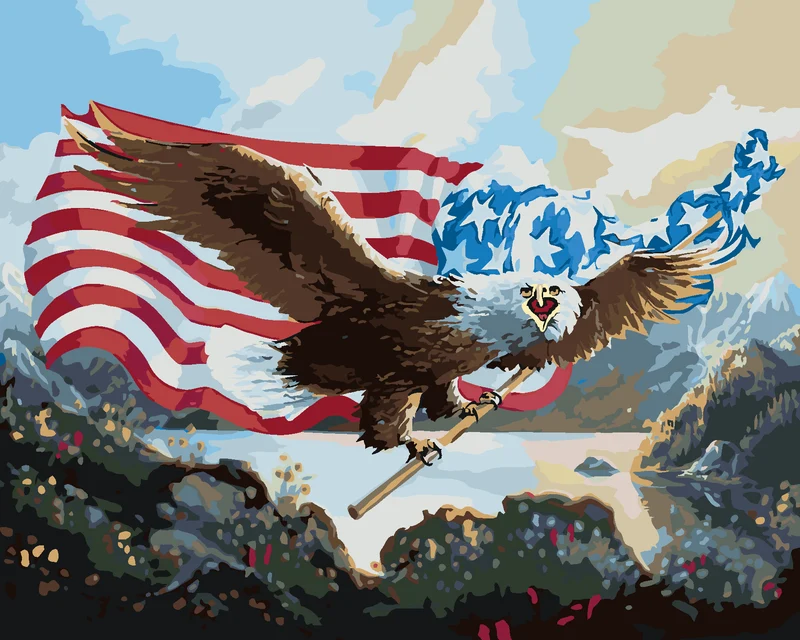 Diamond painting - ADLER MIT US-FLAGGE (D. RUSTY RUST)