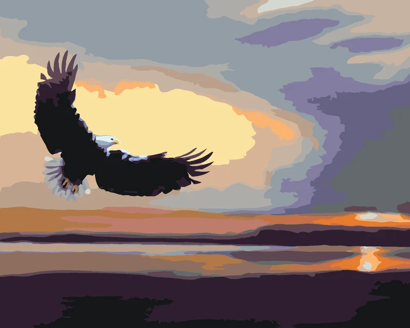 Diamond painting - ADLER ÜBER DEM WASSER IN DER ABENDDÄMMERUNG (D. RUSTY RUST)