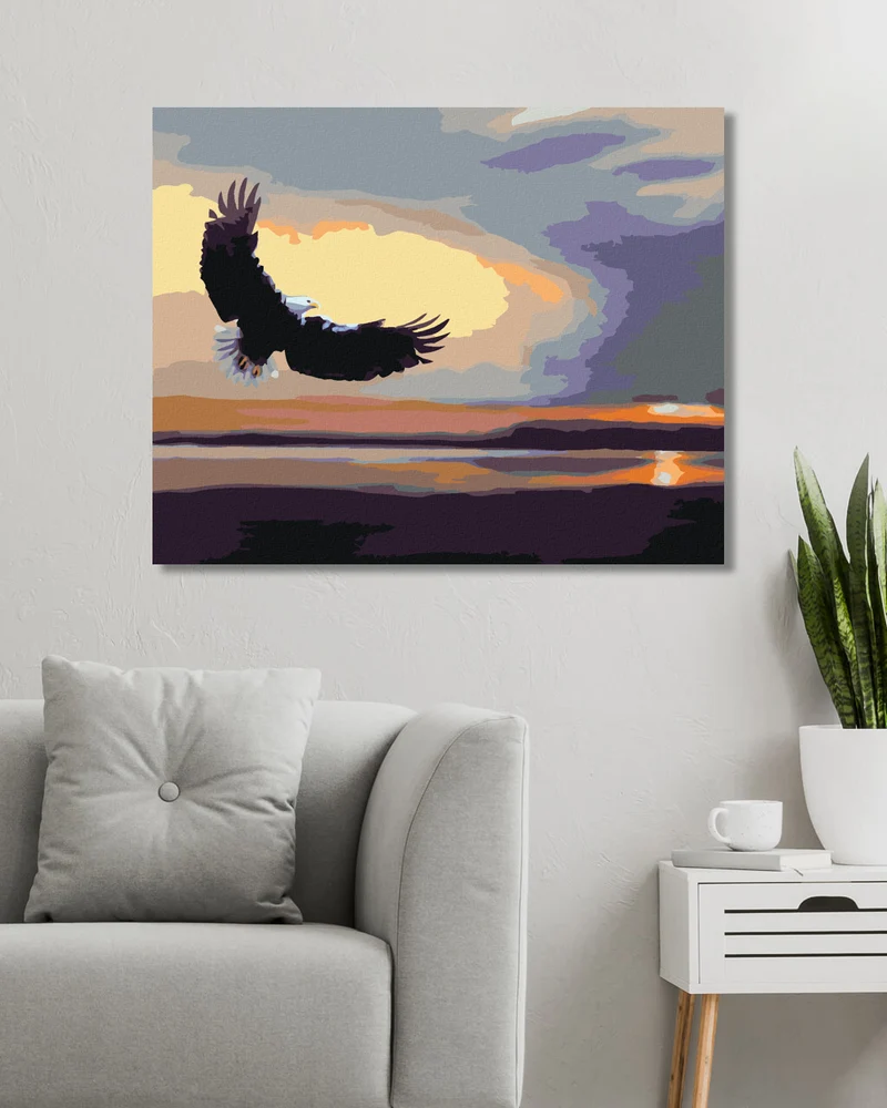 Diamond painting - ADLER ÜBER DEM WASSER IN DER ABENDDÄMMERUNG (D. RUSTY RUST)