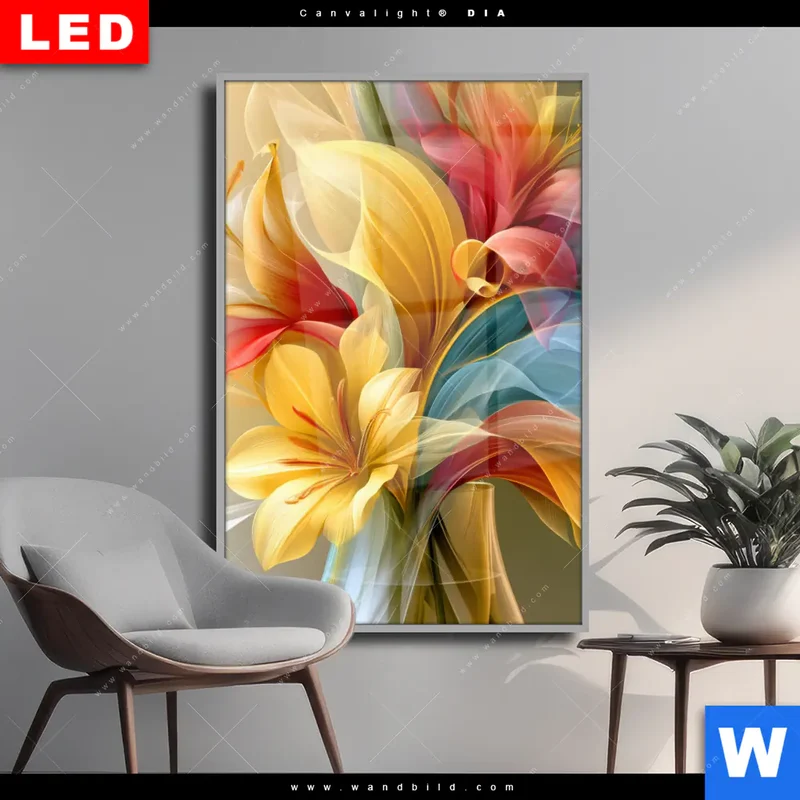 Wechselmotiv Acrylglas Canvalight® DIA | Leuchtende Lilienträume | Hochformat