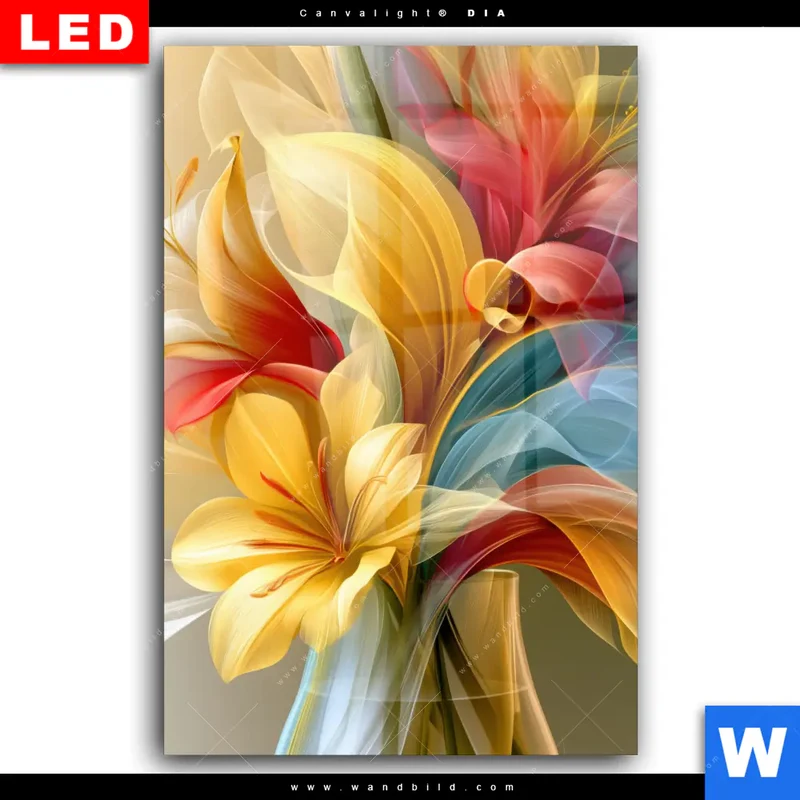 Wechselmotiv Acrylglas Canvalight® DIA | Leuchtende Lilienträume | Hochformat