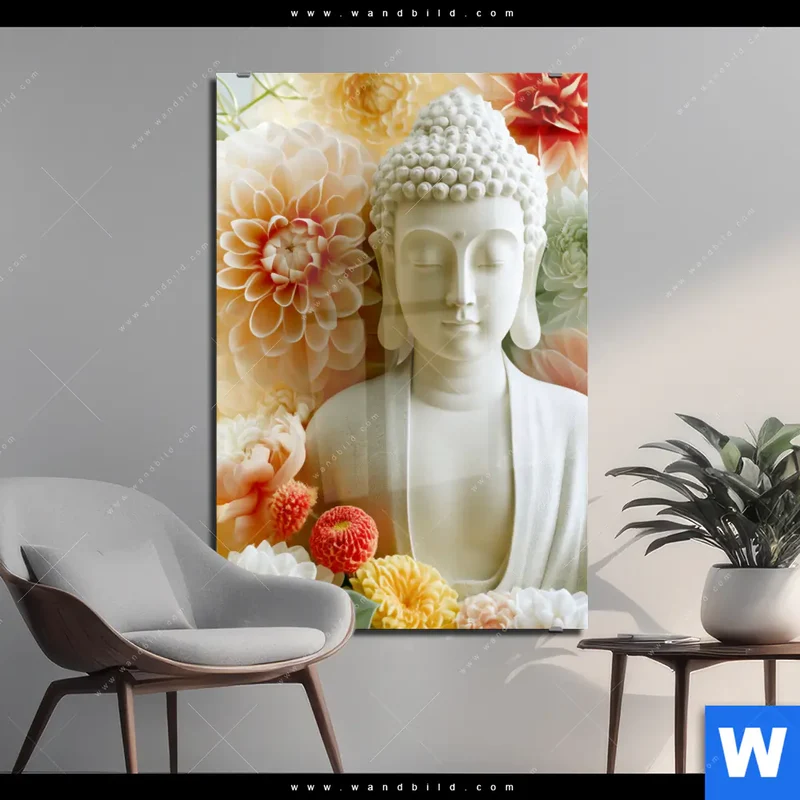 Acrylglasbild | Buddha im Blütenglück | Hochformat