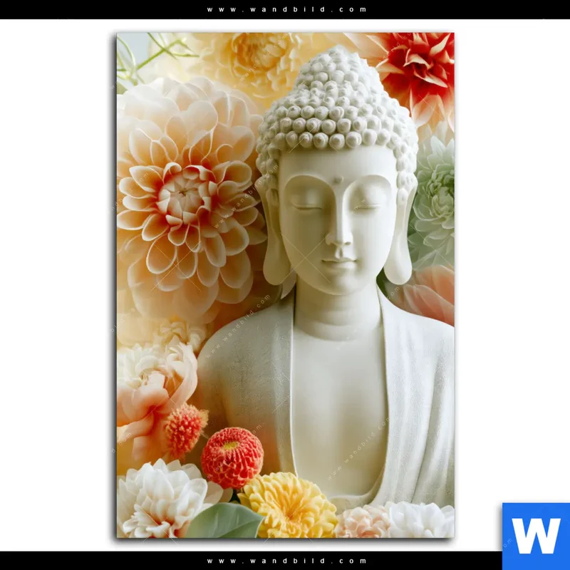 Acrylglasbild | Buddha im Blütenglück | Hochformat