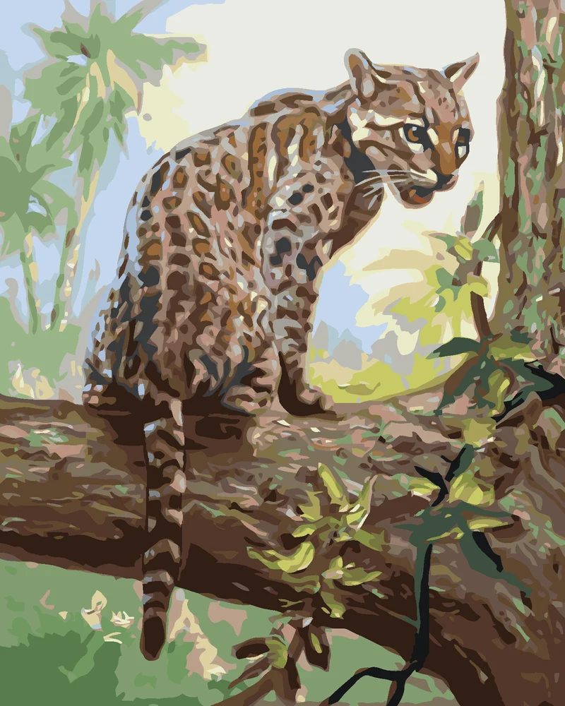 Diamond painting - OZELOTJUNGES AUF EINEM BAUM (D. RUSTY RUST)