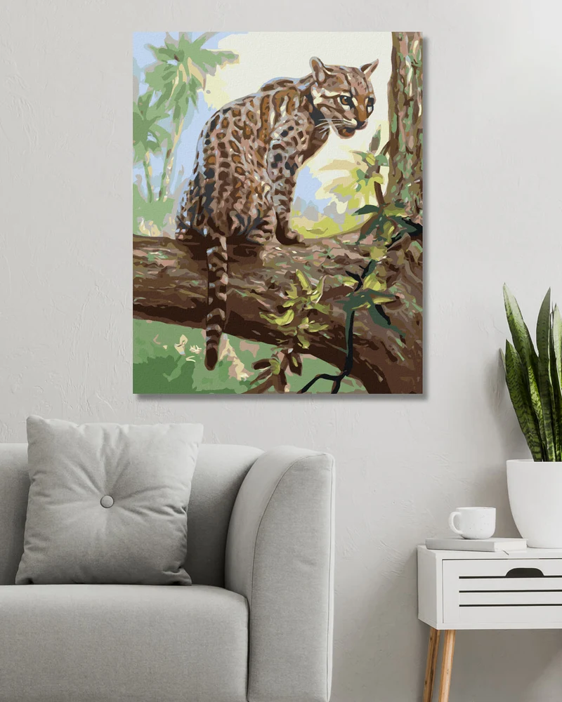 Diamond painting - OZELOTJUNGES AUF EINEM BAUM (D. RUSTY RUST)