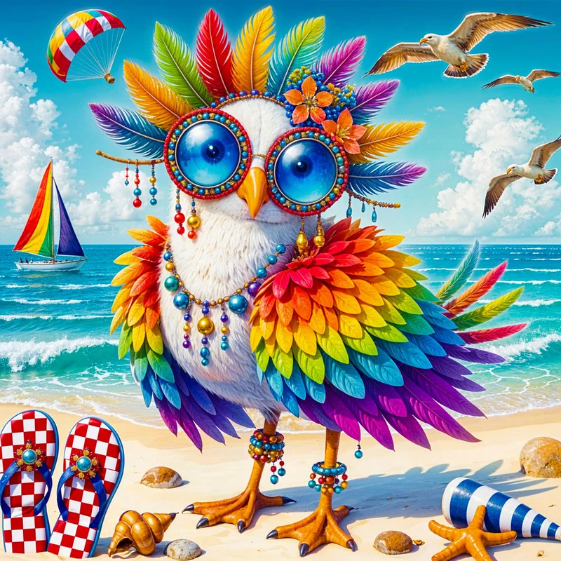 5D Diamond Painting – Eulalia, die Strandeule