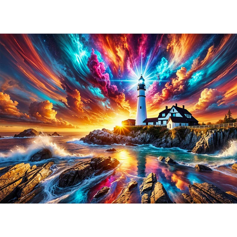5D Diamond Painting – Leuchtturm der Farbenpracht