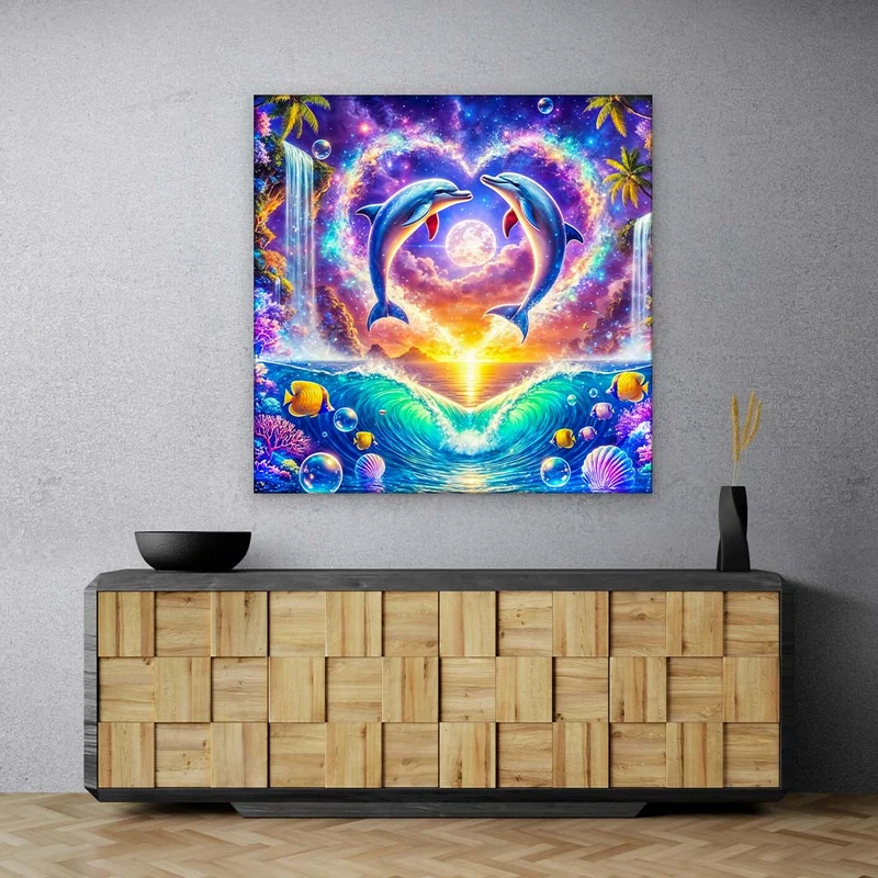 5D Diamond Painting – Delfinherzen im Mondlicht