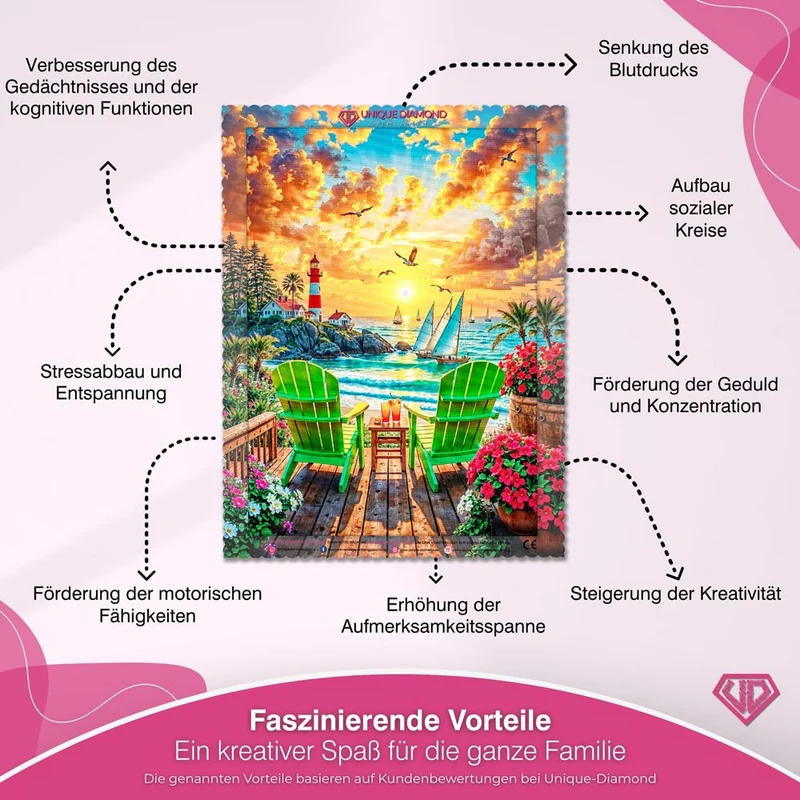 5D Diamond Painting – Leuchtturm der goldenen Stunde