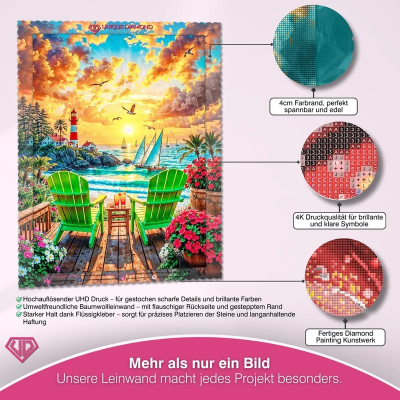 5D Diamond Painting – Leuchtturm der goldenen Stunde