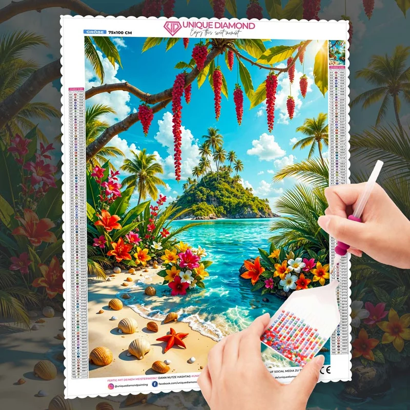 5D Diamond Painting – Insel der Blütenmagie