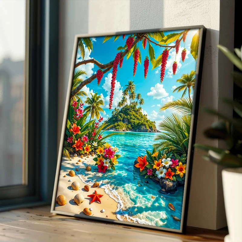 5D Diamond Painting – Insel der Blütenmagie