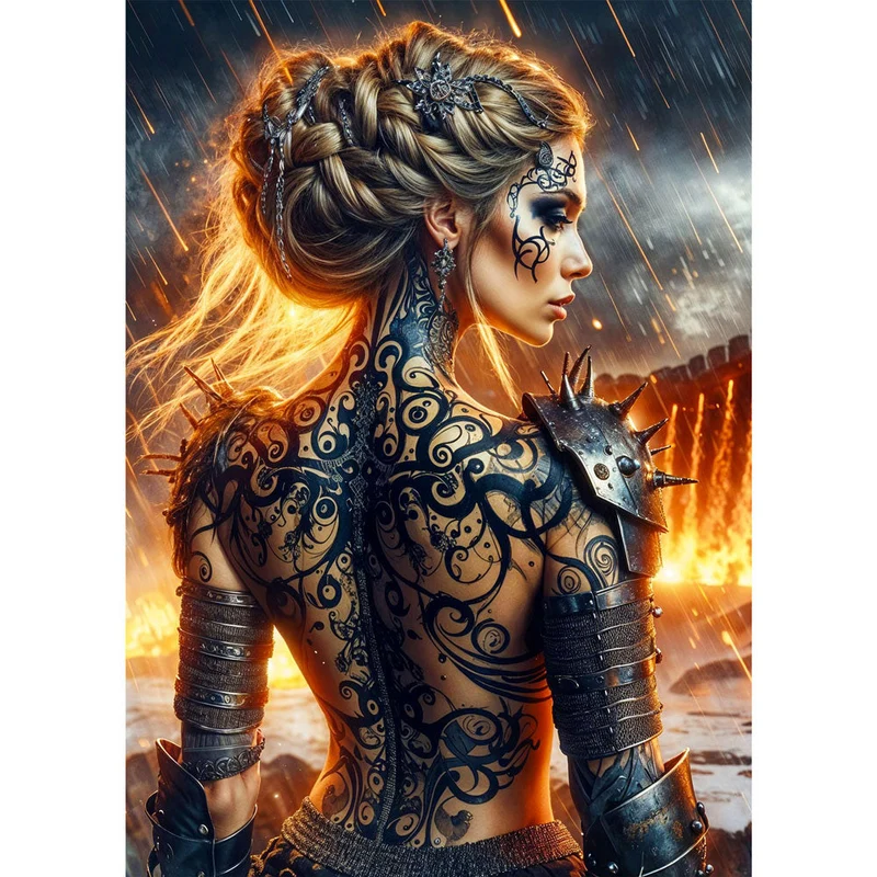5D Diamond Painting – Valyria – Die Kriegerin aus Feuer und Schatten