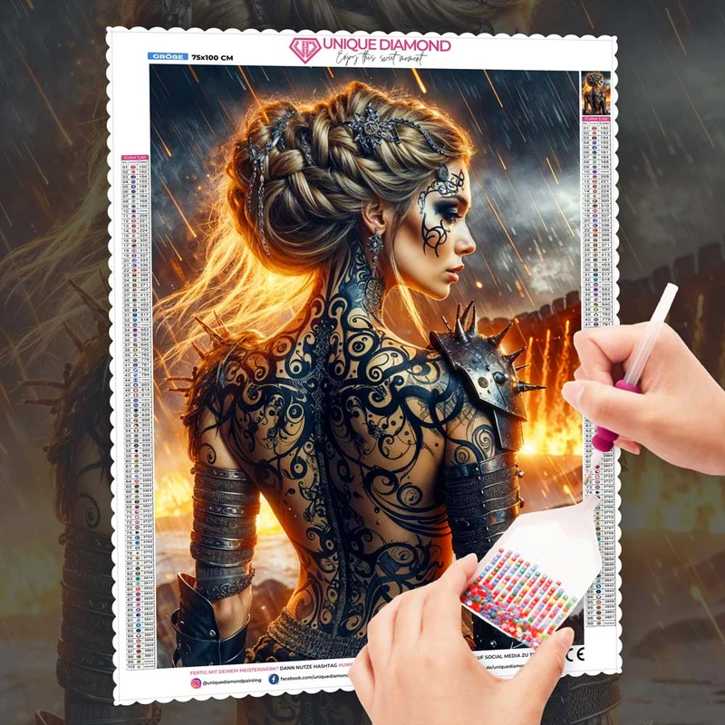 5D Diamond Painting – Valyria – Die Kriegerin aus Feuer und Schatten