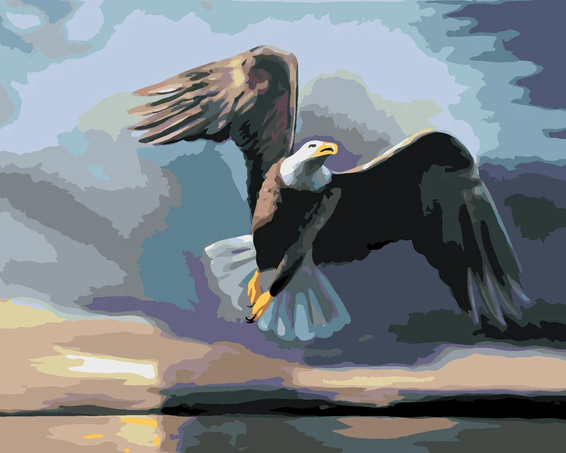 Diamond painting - ADLER ÜBER WASSER, DUNKLER HINTERGRUND (D. RUSTY RUST)