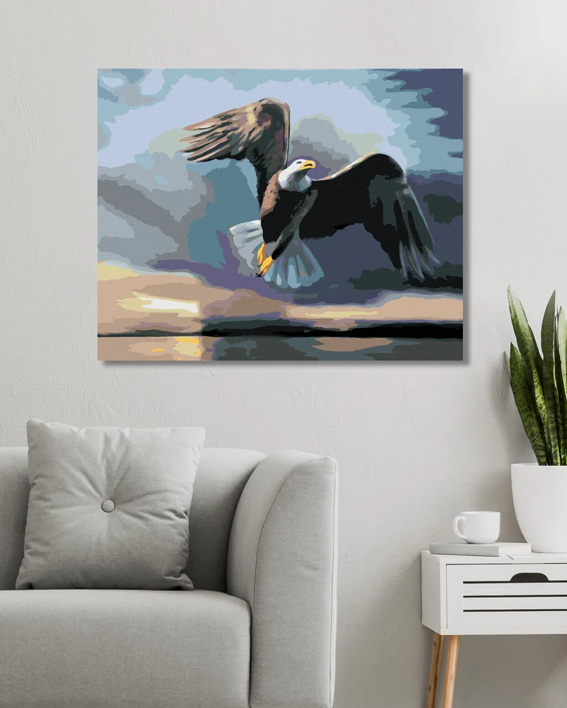 Diamond painting - ADLER ÜBER WASSER, DUNKLER HINTERGRUND (D. RUSTY RUST)