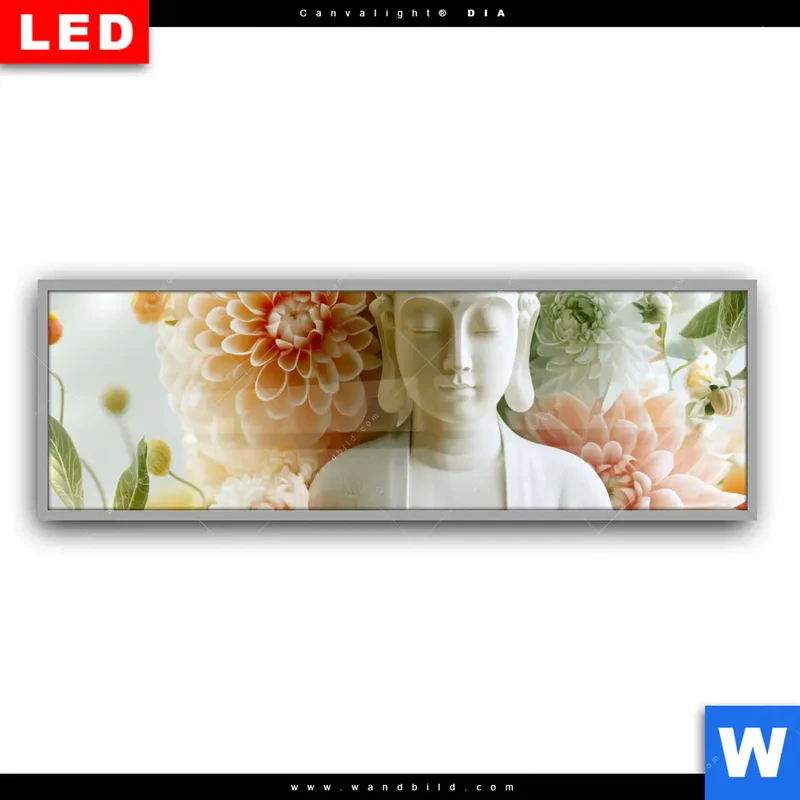 Leuchtbild Acrylglas Canvalight® DIA | Buddha im Blütenglück | Panorama