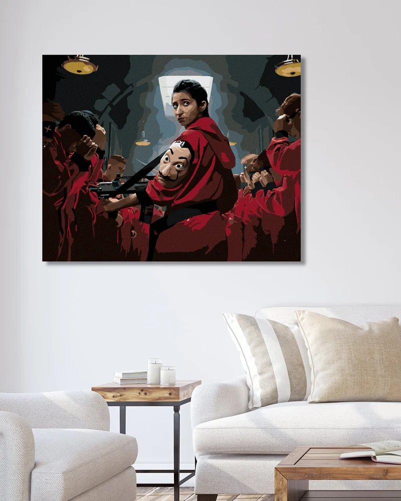Diamond painting - NAIROBI UND ANDERE IN ROT (La casa de papel)